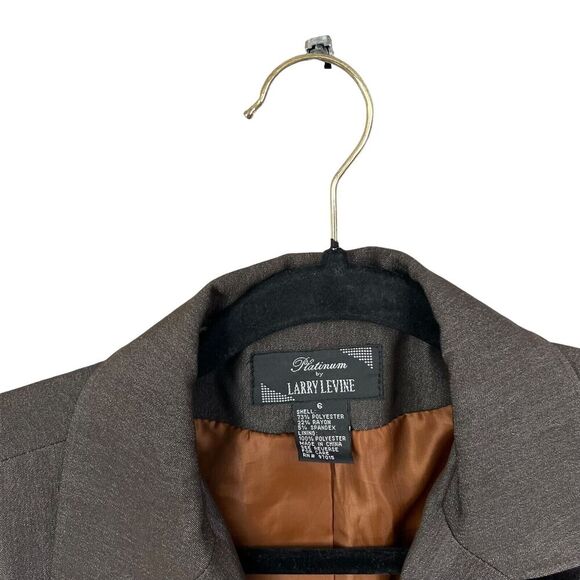 Platinum by Larry Levine Blazer Two Button‎ Vented Lined Brown Women Size 6 - Picture 3 of 5